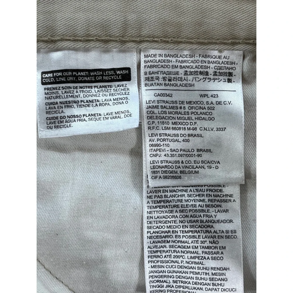 Levis 514 Straight Fit Khaki Tan Pants Mens 36x32 Cotton Twill 00514-0407